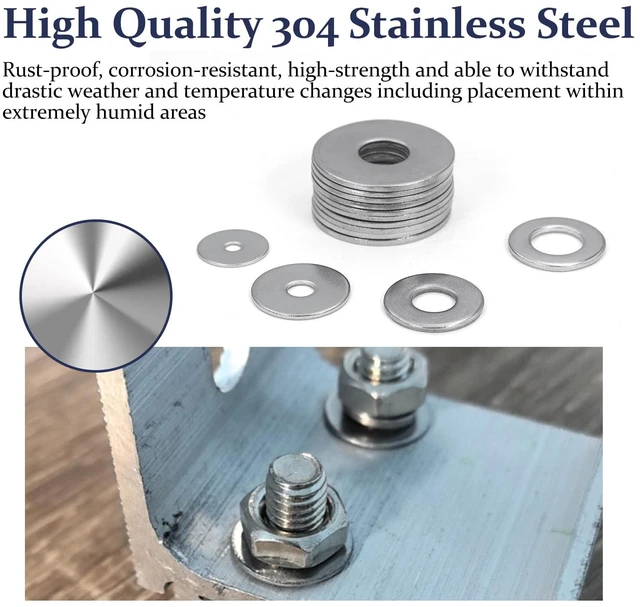 Alt view image 3 of 7 - 290Pcs Stainless Steel Flat Washers Assortment Kit;Fender Washer M3-M12 M3 M4 M5 M6 M8 M10 M12 Hardware Washers, 15 Sizes Metric 304SS Assorted Washers, Metal Washers for Screws and Bolts