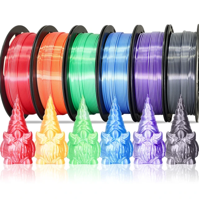 Main image of Dual Color 1.75mm 3D Printer Filament Bundle, 3D Printing Silk PLA 6 Spools Pack, Silk White Purple,White Blue,White Orange,WhiteBlack, WhiteGreen, WhiteRed,3D Printing PLA 250g X 6 Spools