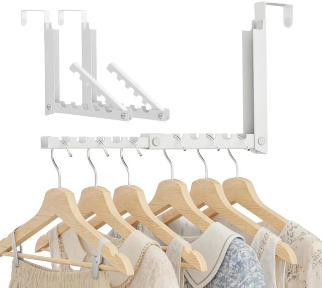 Main image of 2 Pack Over The Door Hooks,Over The Door Clothes Hanger with 10 Ridges,Space-Saving Over The Door Drying Rack,Door Hooks for Hanging Clothes,Larger Capacity Over The Door Hanger White
