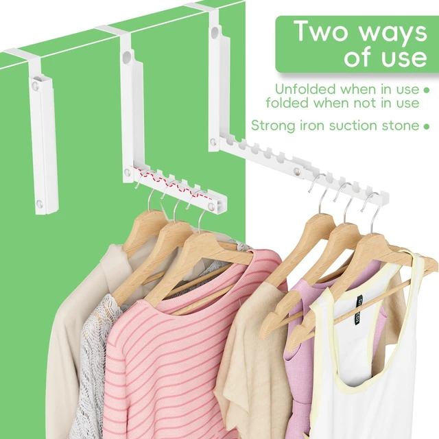 Alt view image 3 of 7 - 2 Pack Over The Door Hooks,Over The Door Clothes Hanger with 10 Ridges,Space-Saving Over The Door Drying Rack,Door Hooks for Hanging Clothes,Larger Capacity Over The Door Hanger White