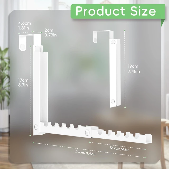 Alt view image 7 of 7 - 2 Pack Over The Door Hooks,Over The Door Clothes Hanger with 10 Ridges,Space-Saving Over The Door Drying Rack,Door Hooks for Hanging Clothes,Larger Capacity Over The Door Hanger White