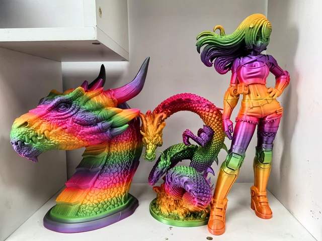 Alt view image 4 of 7 - PLA 3D Printer Filament,Candy Silk Rainbow S3,Glossy Multi Color PLA Filament 1.75mm,Net Weight 1kg(2.2lbs) Accuracy +/-0.05mm