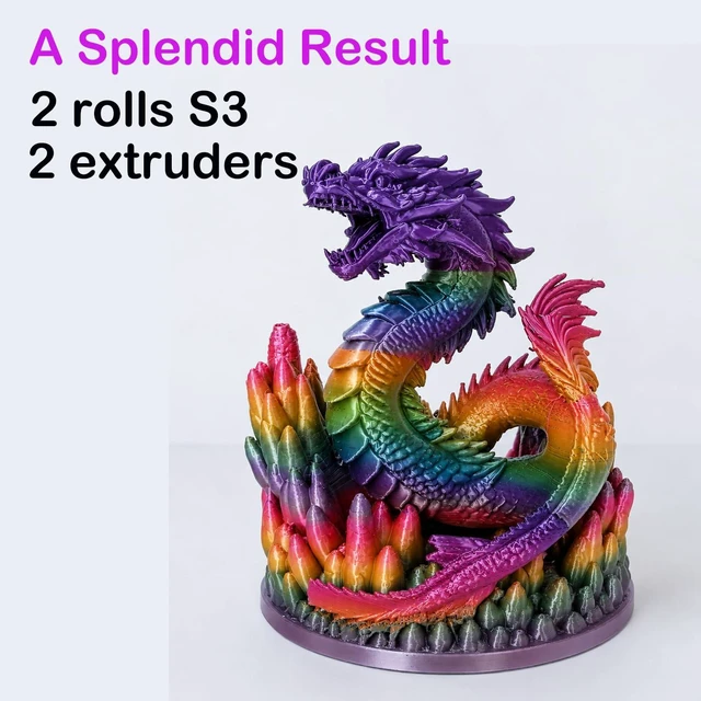 Alt view image 3 of 7 - PLA 3D Printer Filament,Candy Silk Rainbow S3,Glossy Multi Color PLA Filament 1.75mm,Net Weight 1kg(2.2lbs) Accuracy +/-0.05mm