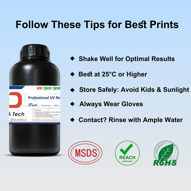 Alt view image 5 of 7 - Fast ABS-Like Tough 3D Printer Resin, Durable, Tough Grey, 1kg High Impact Resistance, Enhanced Durability for 3D Printing, Tough, Smooth Finish, Ideal for LCD DLP SLA 3D Printer