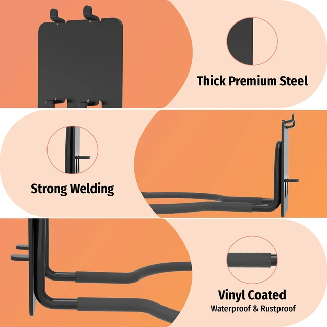 Alt view image 3 of 7 - 4 Pack Ring Style Pegboard Weed Eater Hanger for 1/4 Inch Boards Tool Hooks with 66 lb Capacity for String Trimmers, Leaf Blowers, Vacuums, Hoses and Garden Tools