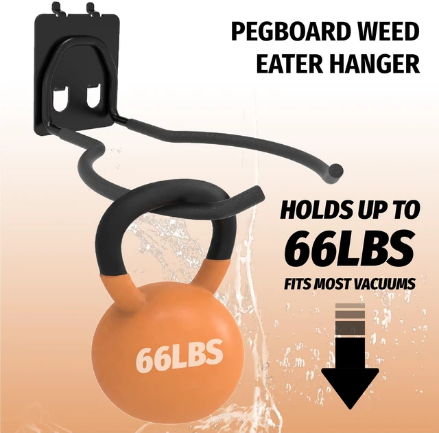 Alt view image 4 of 7 - 4 Pack Ring Style Pegboard Weed Eater Hanger for 1/4 Inch Boards Tool Hooks with 66 lb Capacity for String Trimmers, Leaf Blowers, Vacuums, Hoses and Garden Tools