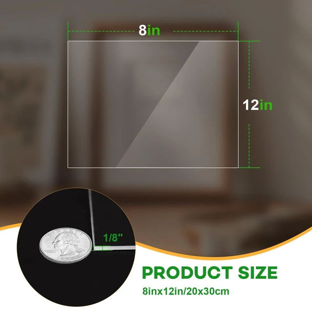 Alt view image 3 of 7 - 6 Pack Plexiglass Sheets 1/8 Inch Thick, 8"X12" Plexi Glass Panel Plastic Sheet for Crafts,Signs, Display Cases, Sneeze Guard, Cut with Engraver,Power Saw or Hand Tools