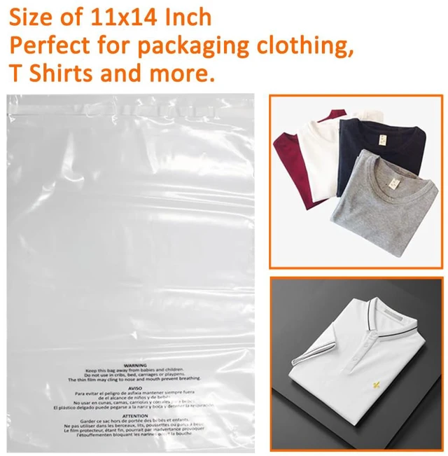 Alt view image 6 of 7 - 200 Count 11x14 Inch Self Seal Clear Poly Bags with Suffocation Warning for Packaging Clothing, T Shirts, Decorative Wrappers and More with Permanent Adhesive(1.5mil)