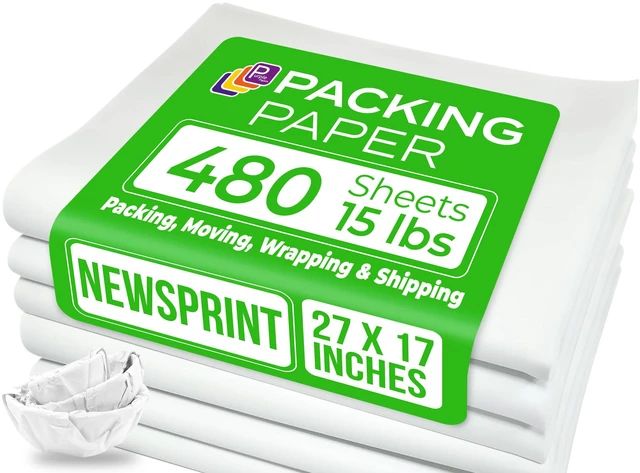 Main image of White Bulk Packing Paper | 480 sheets | 27" x 17" | 15 lb | Sheets for Moving - Newsprint Paper - Must Have in Your Moving Supplies | Newsprint Papers | Packaging Paper