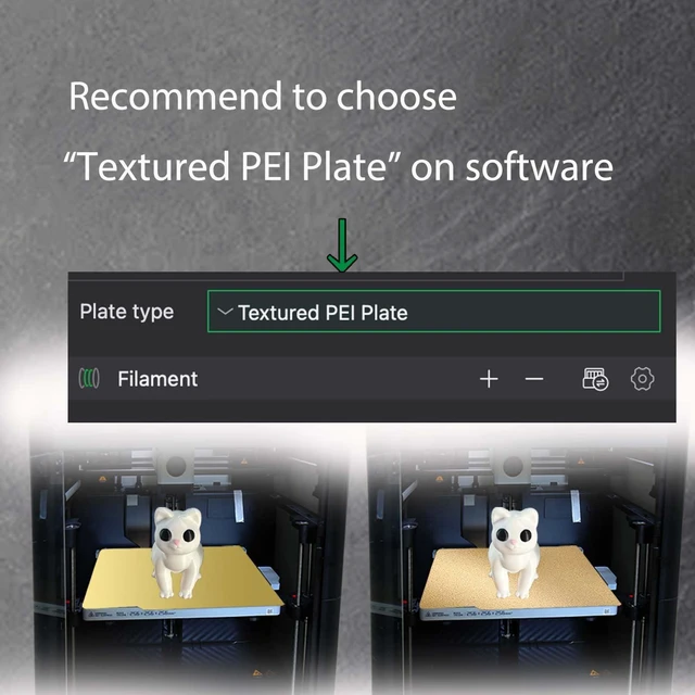 Alt view image 6 of 7 - JUUPINE 257x257mm Double Sided Flexible PEI Sheet, Smooth PEI +Textured PEI Surface for Bambu Lab X2D/P2S/P1P/P1S /X1/X1C/X1E/A1 3D Printer, 3D Printer PEI Spring Steel Build Plate Removable Platform