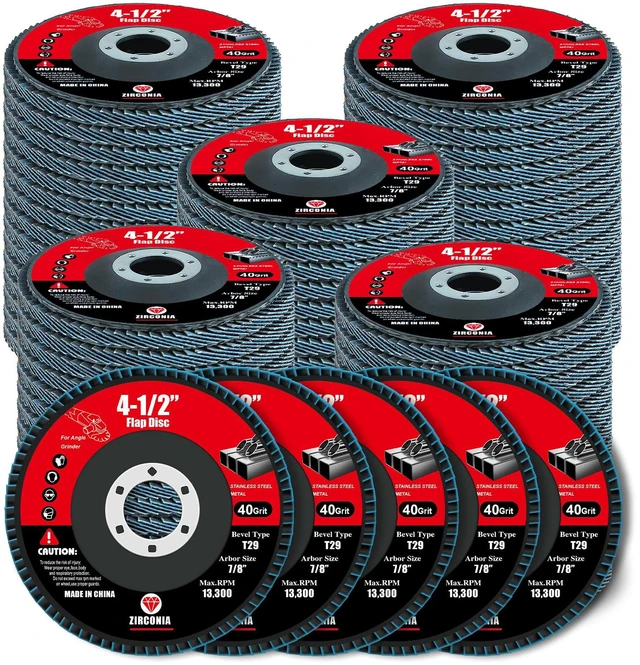 Main image of 60 Pack Flap Discs 40 Grit, 4 1/2" x 7/8" for Angle Grinder,Type 29 Zirconia Grinding Wheel for Metal,Wood,Stainless Steel, Sheet Metal