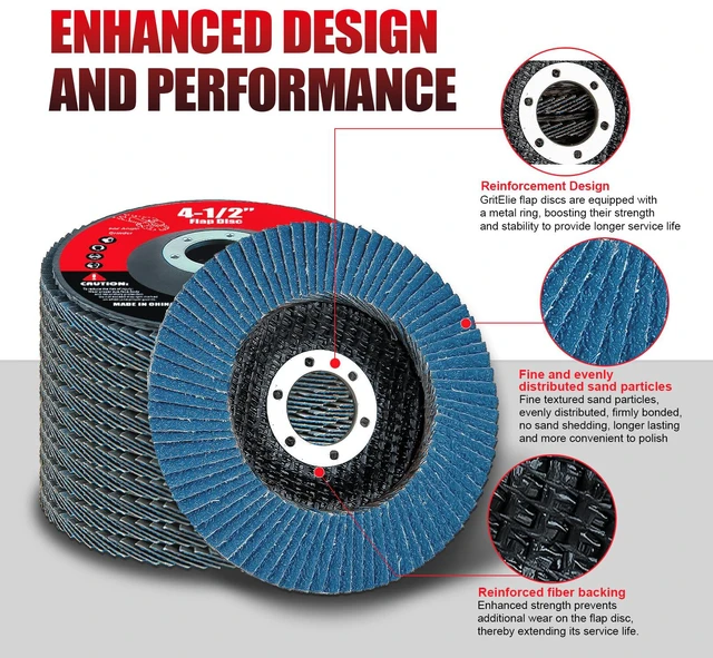 Alt view image 4 of 6 - 60 Pack Flap Discs 120 Grit, 4 1/2" x 7/8" for Angle Grinder,Type 29 Zirconia Grinding Wheel for Metal,Wood,Stainless Steel, Sheet Metal