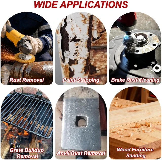 Alt view image 7 of 7 - 24 Pcs Brass Wire Brush for Drills, Cup & Flat Crimped Wheel Sets Sturdy Brass-Plated Carbon Steel Wires, 1/4-Inch Round Shank Attachment for Rust & Paint Cleaning, Polishing Metal Surfaces