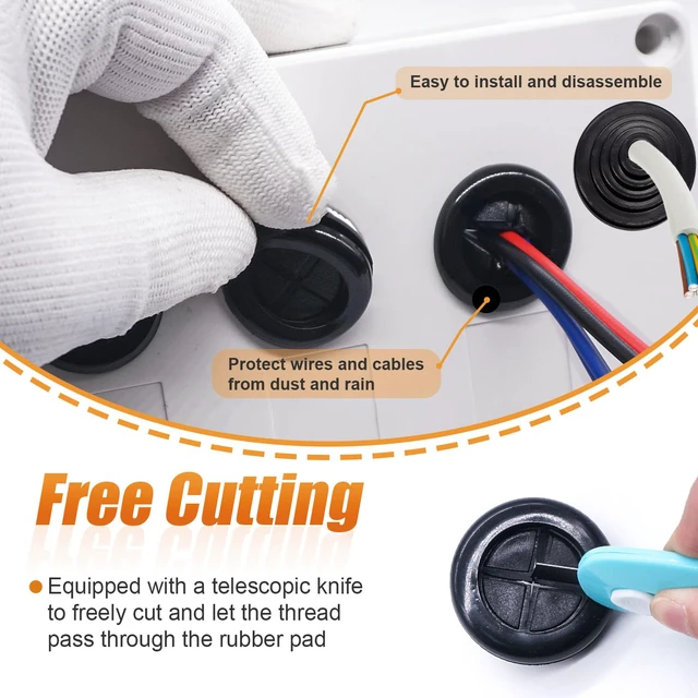 Alt view image 6 of 7 - 233PCS Rubber Grommet Kit 27 Sizes (7/25"-2-3/8") Tower/Oval/Round Firewall Grommet Wire Grommet Double Sided Rubber Hole Plug with Knife for Wire Protection