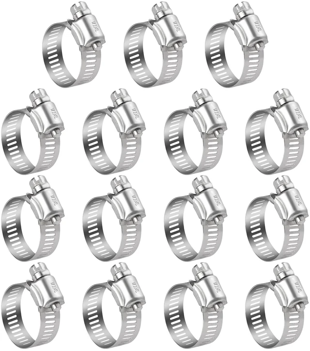 Main image of Stainless Steel Hose Clamps - 15 PK Worm Gear Drive Hose Clamps SAE 20 Clamping Range 3/4'' to 1-3/4'' (20mm-44mm) for Automotive Plumbing, 3/4'', 1'', 1 1/4'', 1 1/2''