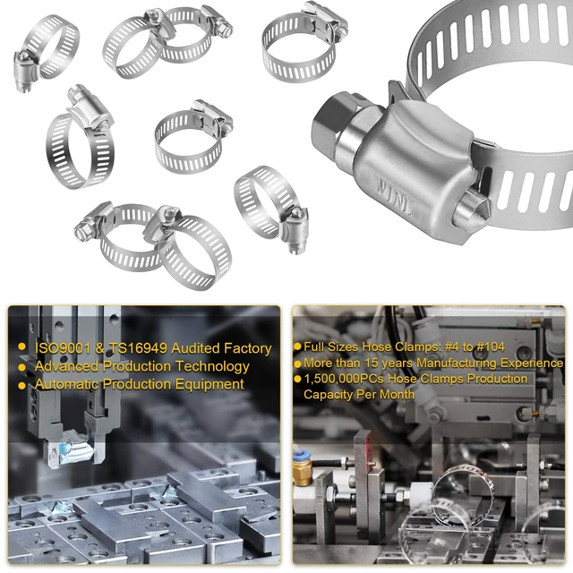 Alt view image 5 of 7 - Stainless Steel Hose Clamps - 16 Pack Worm Gear Drive Hose Clamps SAE 10 Clamping Range of 1/2'' to 1-1/16'' (13mm-26mm) for Automotive Plumbing,1/2 Inch, 3/4 Inch,1 Inch Clamps