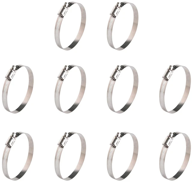 Main image of 3 Inch Stainless Steel Hose Clamps- 10 Pack SAE 48 Worm Gear Drive Hose Clamps Clamping Range 2 1/2 Inch to 3 1/2 Inch (64mm-89mm) for Automotive Plumbing, 2 3/4'', 3 1/4''
