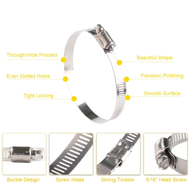 Alt view image 4 of 7 - 3 Inch Stainless Steel Hose Clamps- 10 Pack SAE 48 Worm Gear Drive Hose Clamps Clamping Range 2 1/2 Inch to 3 1/2 Inch (64mm-89mm) for Automotive Plumbing, 2 3/4'', 3 1/4''