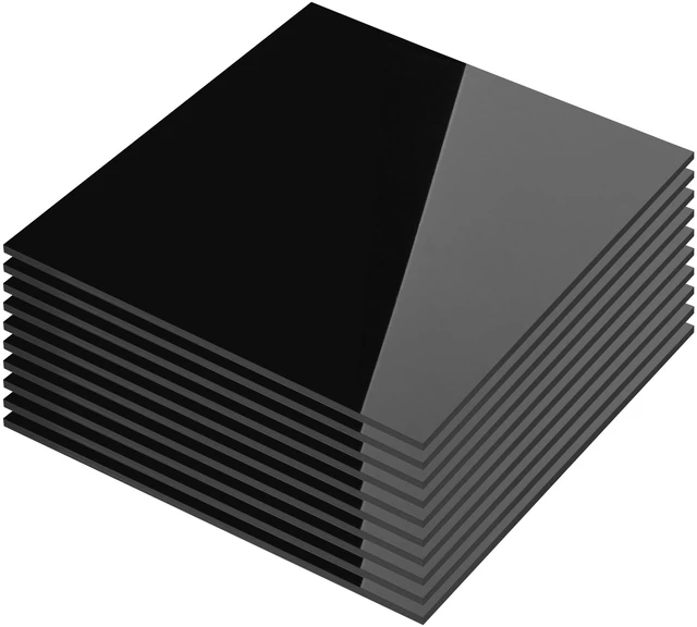 Main image of Pack of 10 Black Cast Acrylic Sheet 12" x 12" x 1/8" Thick (3mm) Opaque; Plexiglass Panel; Square; for Craft Projects, Sign, Laser Cutting, Engraving, Photography