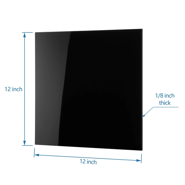 Alt view image 3 of 7 - Pack of 10 Black Cast Acrylic Sheet 12" x 12" x 1/8" Thick (3mm) Opaque; Plexiglass Panel; Square; for Craft Projects, Sign, Laser Cutting, Engraving, Photography