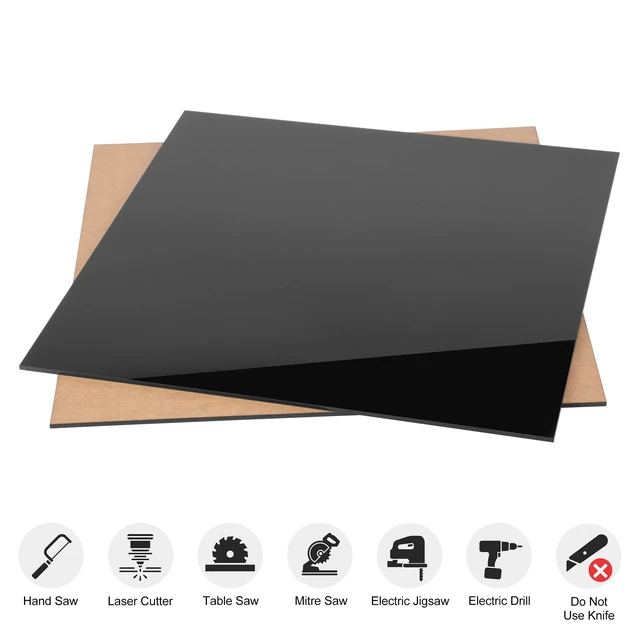 Alt view image 4 of 7 - Pack of 10 Black Cast Acrylic Sheet 12" x 12" x 1/8" Thick (3mm) Opaque; Plexiglass Panel; Square; for Craft Projects, Sign, Laser Cutting, Engraving, Photography