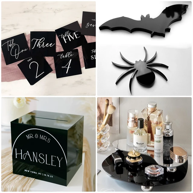Alt view image 7 of 7 - Pack of 10 Black Cast Acrylic Sheet 12" x 12" x 1/8" Thick (3mm) Opaque; Plexiglass Panel; Square; for Craft Projects, Sign, Laser Cutting, Engraving, Photography