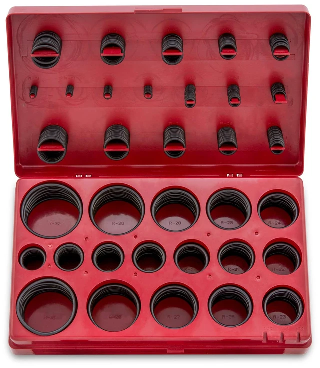 Main image of 407 Rubber O-Ring Assortment Kit, Buna-N Gasket Sealing Rings and Replacement O-Rings, 32 SAE Sizes, 407-Piece Kit