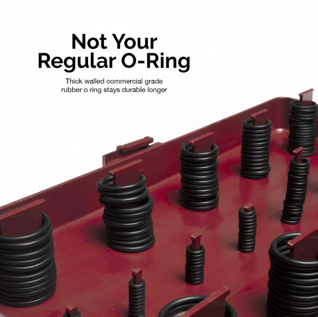 Alt view image 2 of 6 - 407 Rubber O-Ring Assortment Kit, Buna-N Gasket Sealing Rings and Replacement O-Rings, 32 SAE Sizes, 407-Piece Kit