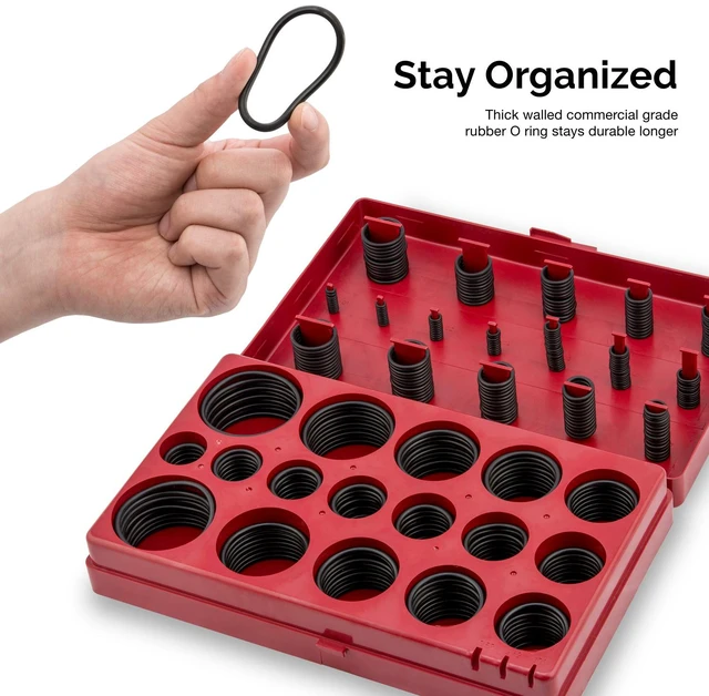 Alt view image 4 of 6 - 407 Rubber O-Ring Assortment Kit, Buna-N Gasket Sealing Rings and Replacement O-Rings, 32 SAE Sizes, 407-Piece Kit