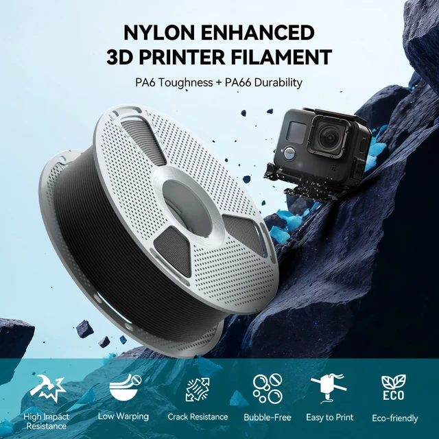 Alt view image 4 of 7 - Easy PA Nylon Filament 1.75mm,1KG(Black) Warp-Free & Easy Printing with Nylon 6+66, Strong, Durable Engineering Filament on a PC Spool,Fit Most FDM Printer