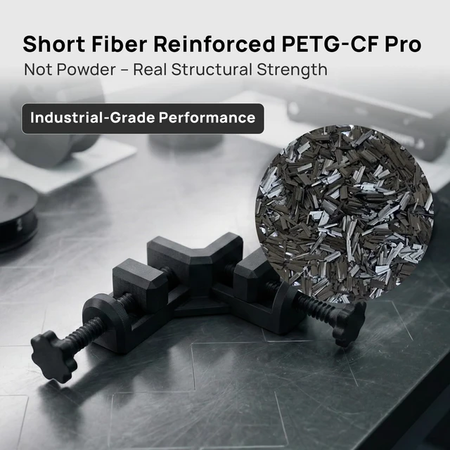 Alt view image 2 of 6 - PETG-CF Pro HF 3D Printer Filament, Matte Black, 1kg Industrial High-Speed Carbon Fiber PETG, Exceptional Impact & Heat Resistance, Minimal Warping, High Flow for Rapid Printing