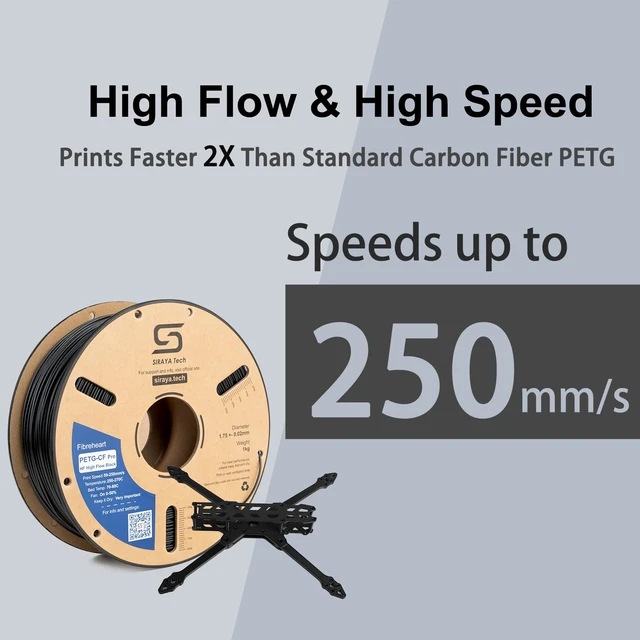 Alt view image 3 of 6 - PETG-CF Pro HF 3D Printer Filament, Matte Black, 1kg Industrial High-Speed Carbon Fiber PETG, Exceptional Impact & Heat Resistance, Minimal Warping, High Flow for Rapid Printing