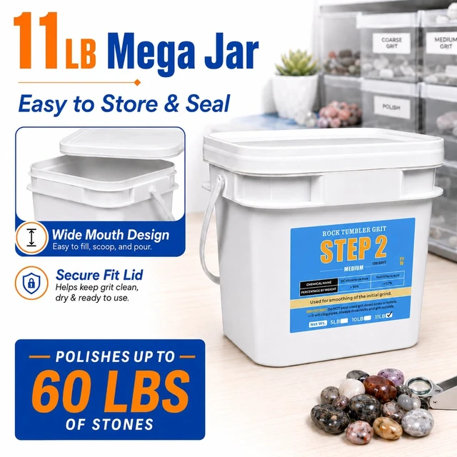 Alt view image 3 of 7 - 11 lbs Rock Tumbler Grit Medium 150 Silicon Carbide Tumbling Media, Step 2 for Tumbling Stones, Works with Any Rock Tumbler or Stone Polisher, Polish Up to 60 LBS of Rocks
