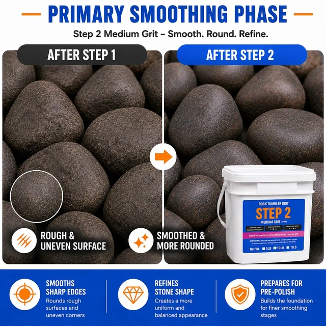 Alt view image 2 of 7 - 11 lbs Rock Tumbler Grit Medium 150 Silicon Carbide Tumbling Media, Step 2 for Tumbling Stones, Works with Any Rock Tumbler or Stone Polisher, Polish Up to 60 LBS of Rocks