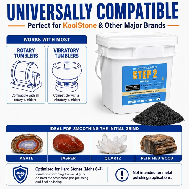 Alt view image 5 of 7 - 11 lbs Rock Tumbler Grit Medium 150 Silicon Carbide Tumbling Media, Step 2 for Tumbling Stones, Works with Any Rock Tumbler or Stone Polisher, Polish Up to 60 LBS of Rocks