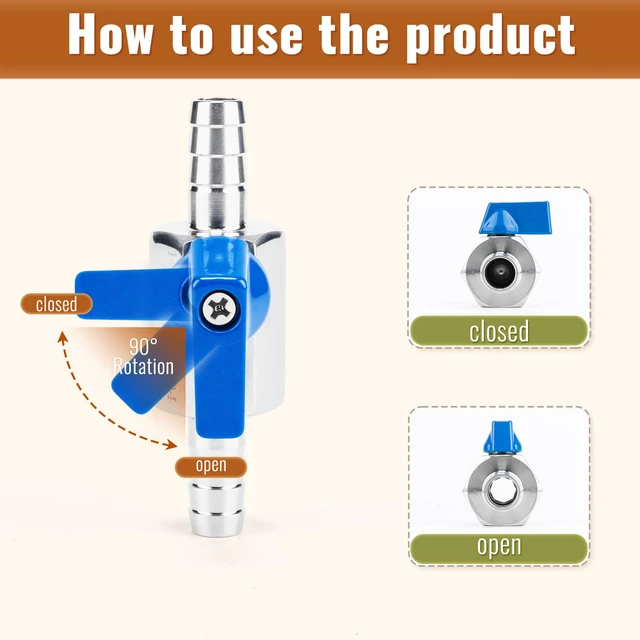 Alt view image 4 of 7 - 2Pack 3/4" Hose ID Barb Mini Ball Valve, Stainless Steel Small Shut Off Valve with Clamps Kit for Water Oil Gas (2, 3/4 Inch)