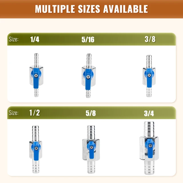 Alt view image 7 of 7 - 2Pack 3/4" Hose ID Barb Mini Ball Valve, Stainless Steel Small Shut Off Valve with Clamps Kit for Water Oil Gas (2, 3/4 Inch)