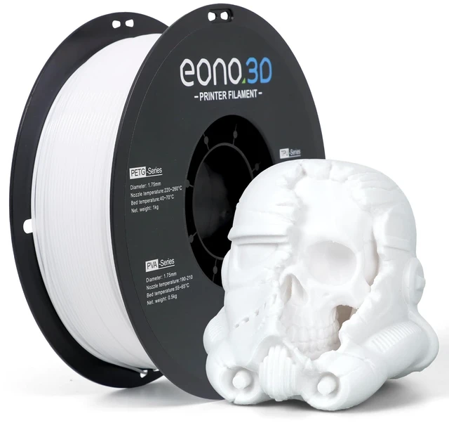 Main image of PETG Filament 1.75mm White 1kg for 3D Printing Tough flexible PETG, low warp, strong layer adhesion. 2.2lbs vacuum-sealed spool for FDM functional parts