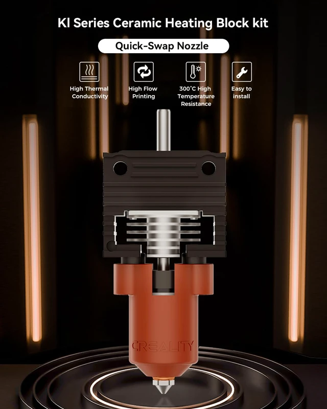 Alt view image 2 of 7 - Official K1 Max/K1C/K1 SE/K1 Ceramic Heating Block Kit, Unicorn Quick-swap Nozzle Kit, K1 Max High-Speed Printing Hotend Kit, Supports 300°C High Temperature (Old Terminal Without Buckle)