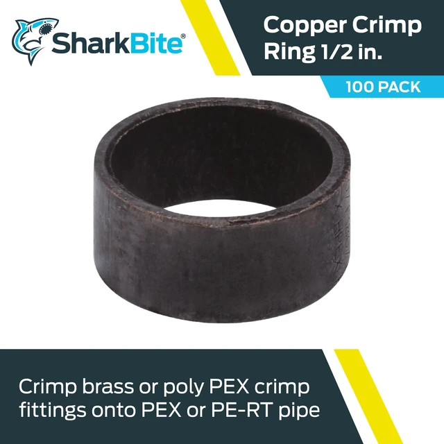 Alt view image 2 of 6 - 1/2 Inch Copper Crimp Rings, Pack of 100, PEX Pipe, PE-RT, 23102CP100