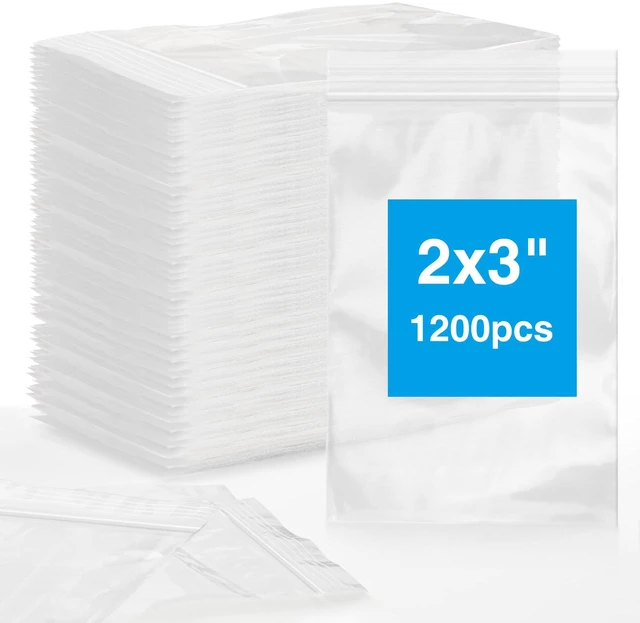 Main image of 1200Pcs 2 x 3 Plastic Zip Bag, Clear, 2 mil Thick Resealable, Small Bags for Daily Vitamin, Jewelry, Candy, Home, Office, Travel, Party Favors