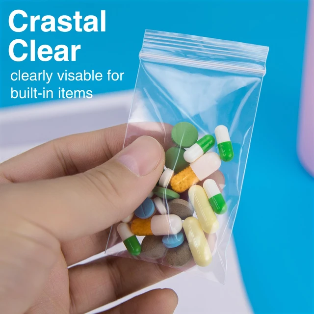 Alt view image 3 of 7 - 1200Pcs 2 x 3 Plastic Zip Bag, Clear, 2 mil Thick Resealable, Small Bags for Daily Vitamin, Jewelry, Candy, Home, Office, Travel, Party Favors