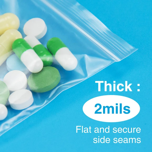 Alt view image 4 of 7 - 1200Pcs 2 x 3 Plastic Zip Bag, Clear, 2 mil Thick Resealable, Small Bags for Daily Vitamin, Jewelry, Candy, Home, Office, Travel, Party Favors