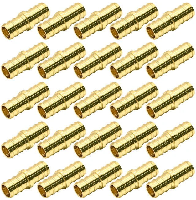 Main image of 25 Pack 1/2" PEX Fittings, Brass Straight Coupling Fittings, for PEX Tubing Pipe