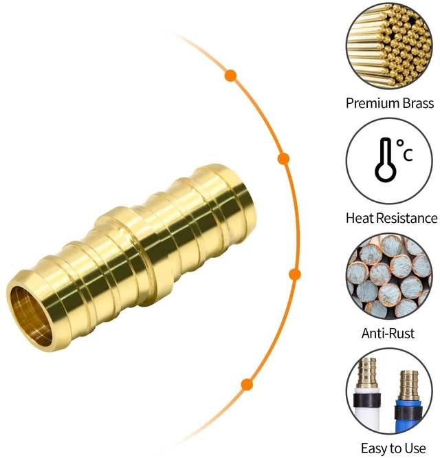 Alt view image 2 of 7 - 25 Pack 1/2" PEX Fittings, Brass Straight Coupling Fittings, for PEX Tubing Pipe