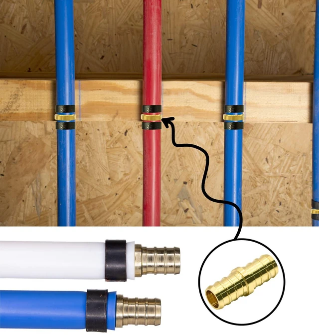 Alt view image 7 of 7 - 25 Pack 1/2" PEX Fittings, Brass Straight Coupling Fittings, for PEX Tubing Pipe