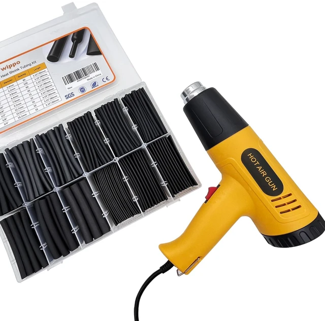 Main image of 355pcs Heat Shrink Tubing Kit Electrical Wire Connector with 1000W Heat Gun Marine Grade Waterproof Connector Industrial Heat Shrink Terminal - 3:1 Dual Wall Adhesive Lined - 3.15" Length -Black