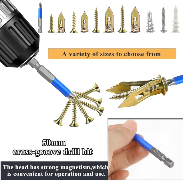 Alt view image 6 of 7 - 480 PCS Self Drilling Drywall Anchors Kit with Screws - 4 Sheetrock Anchors & 5 Screw Sizes (2026 Upgraded), No Drill Needed, Zinc Plated Steel and Plastic, Heavy Duty Wall Anchors