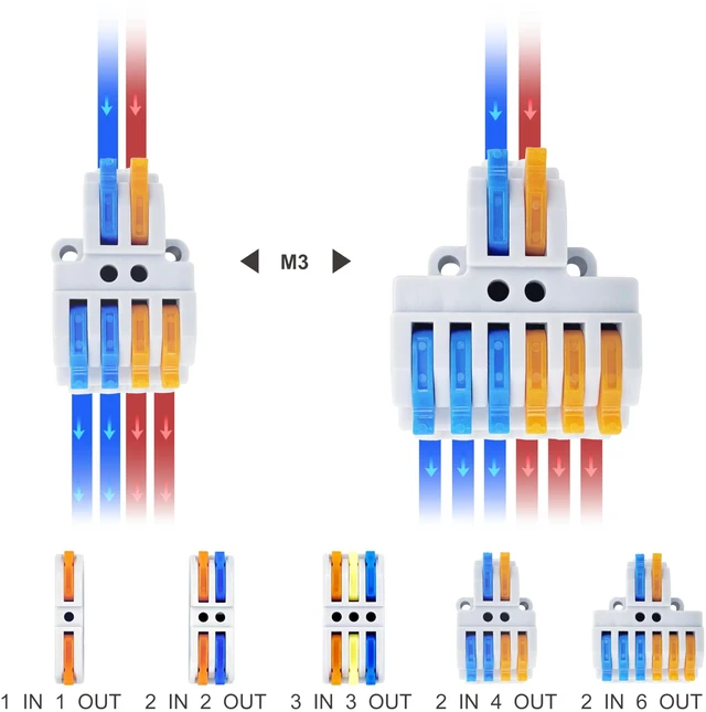Alt view image 3 of 7 - Lever Wire Connectors, 70-Piece Electrical Connectors Splice Kit Assortmentor Quick Connects, Push in Compact Splicing Butt Terminals for Wiring 28-12 AWG