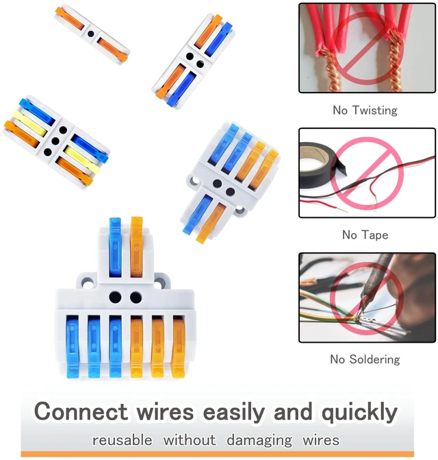 Alt view image 4 of 7 - Lever Wire Connectors, 70-Piece Electrical Connectors Splice Kit Assortmentor Quick Connects, Push in Compact Splicing Butt Terminals for Wiring 28-12 AWG